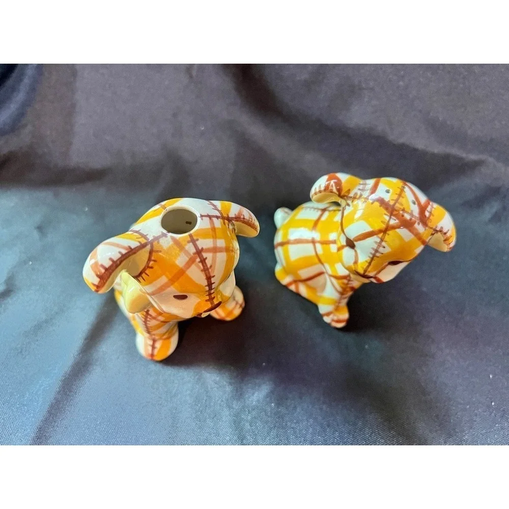 Vintage Brayton Laguna Pottery Plaid Puppy Dog Salt & Pepper Shakers 1930s Calif